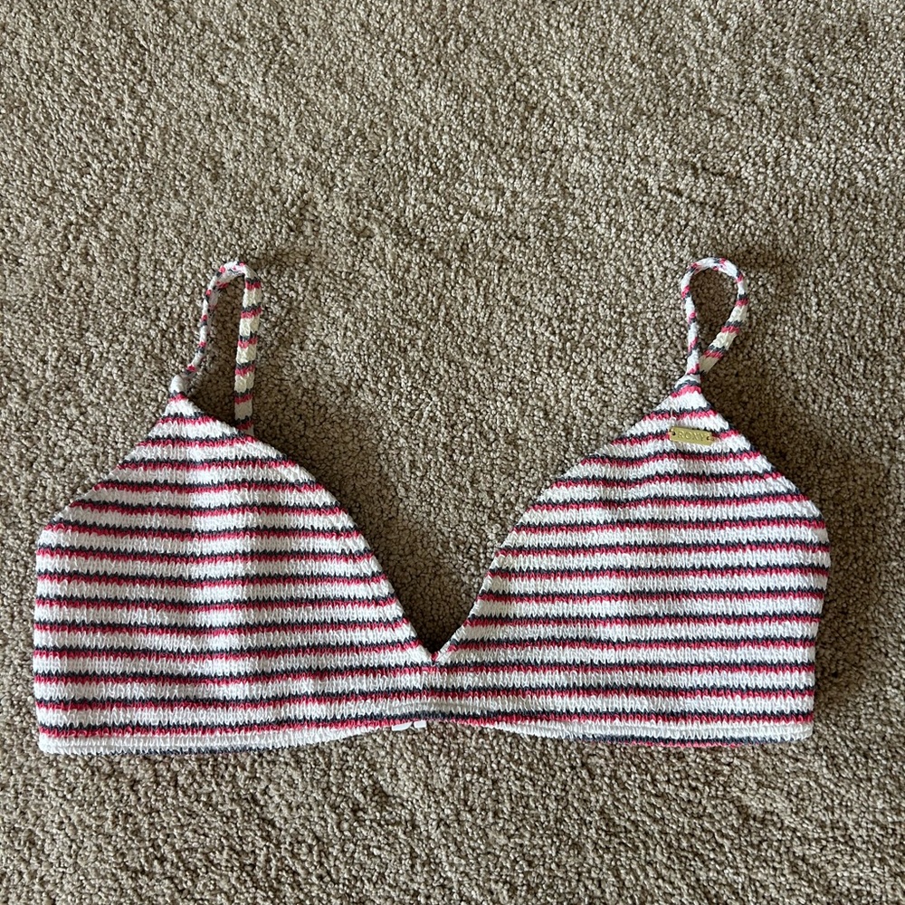 Roxy Striped Bikini Top in Red, White, and Blue